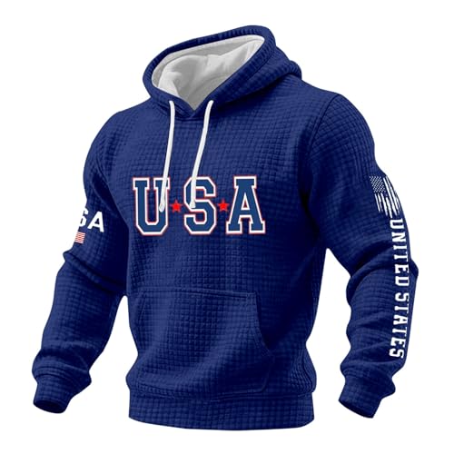 Sudadera patriótica de hombres para complexiones grandes en talla XXXL azul