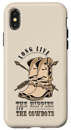 Long Live Hippies Cowboy Vintage Country Western Rodeo Caballo Carcasa para iPhone X/XS