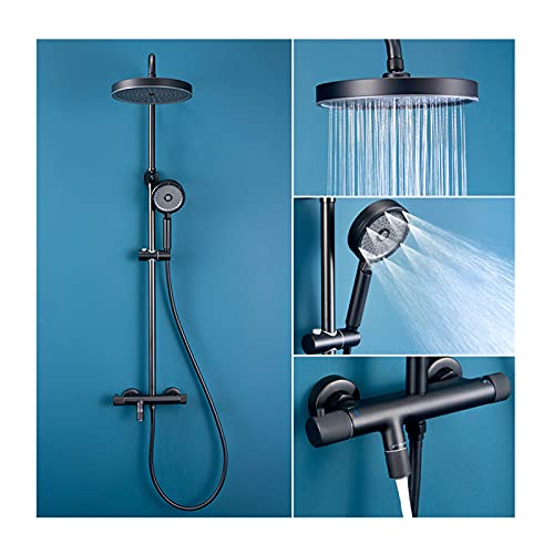 Mélangeur de douche exposé thermostatique avec pommeau pluie et kit de douche réglable