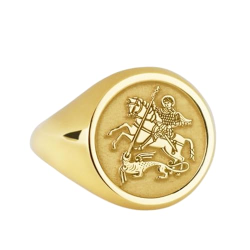 Chevalière Saint Georges ronde, le cadeau symbolique idéal pour marquer un anniversaire masculin