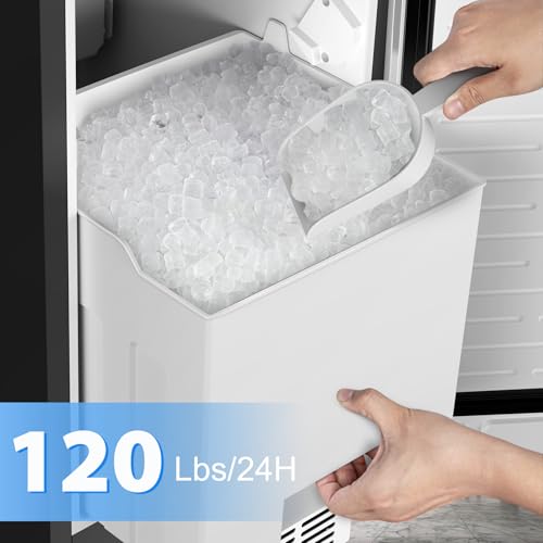 Image of Under Counter Ice Maker, Ice Maker Machine Commercial, 120Lbs /24H with 35lbs Storage Bin, 40Pcs Cubes in 10Mins, Built in Ice Machine for Home Office Commercial