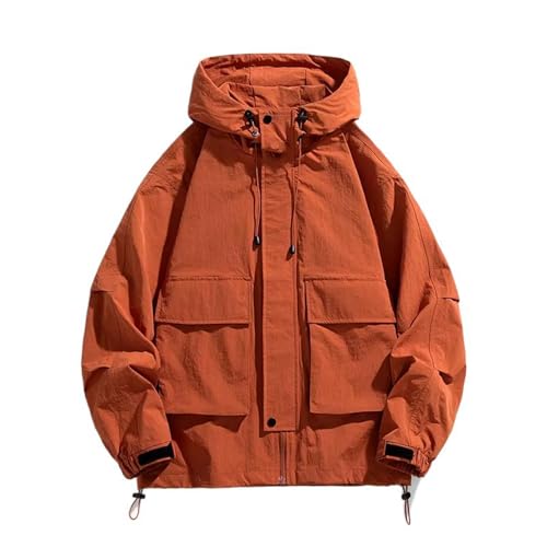 Coupe-vent de travail homme veste active à capuche orange GUOYUXIAO