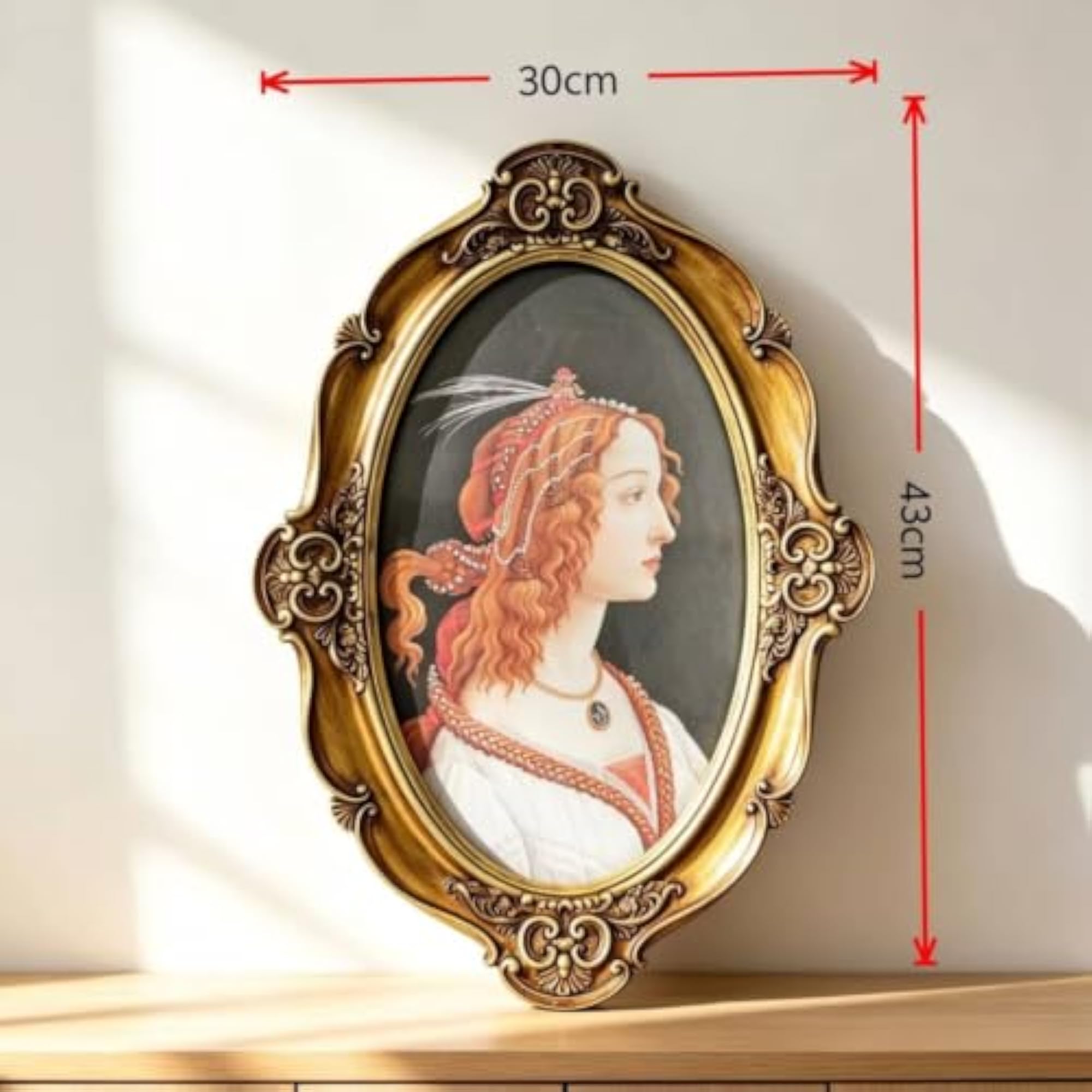 Decorative Oval Photo Frame with Glass