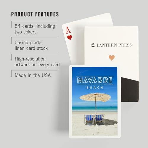 Lantern Press Naipes Poker 52 cartas Navarre Beach miniatura 3
