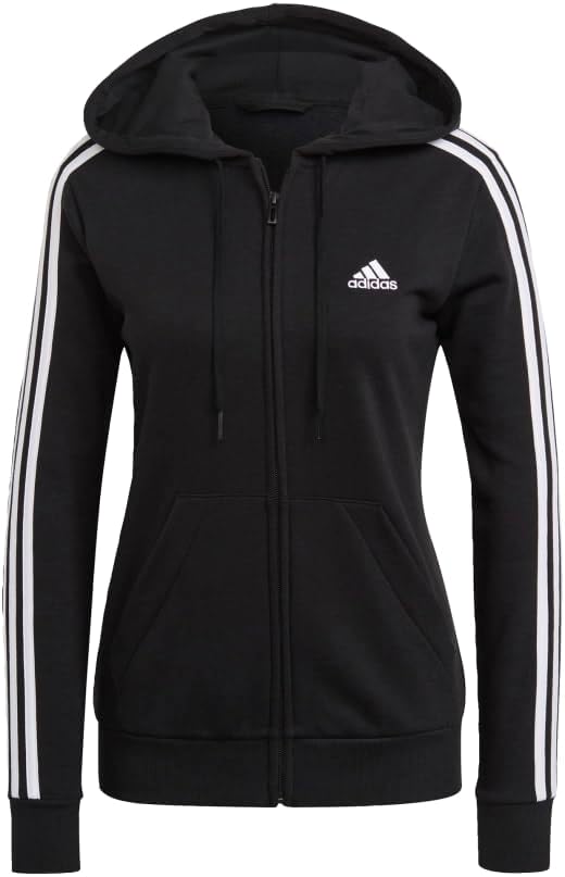 adidas womens Essentials French Terry 3-stripes Full Zip Hoodie - Image 3