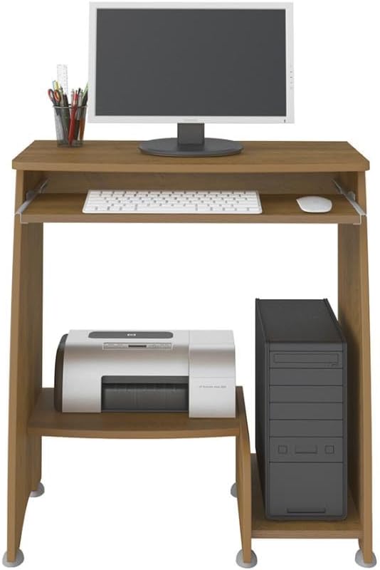 Artely Mesa para Computador Pixel com Prateleira Retrátil, Pinho