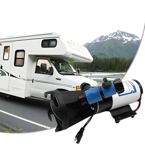 Image of 12V RV Macerator Pump, 12 GPM Portable Sewage Waste Pump with Stainless Steel Blades, Quick Release 3 inch RV Connector & Garden Hose Port for RV Boat Marine Camping Black Tank Disposal