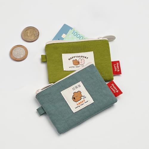 Image of Monolike Happy and Lucky Card Case, Mint - Small Nylon Pouch, Portable Keychain Coin Purse, Waterproof Card Sleeve, Compact Daily Organizer Case