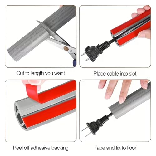Conduit de câble sol flexible PVC gris 2M auto-adhésif cache-câble - 7