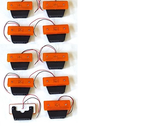Image of 10 pcs LED 12V Amber Yellow Orange Side Marker Indicator Lights with Bracket For Truck HGV Trailer Lorry Bus Cab Van