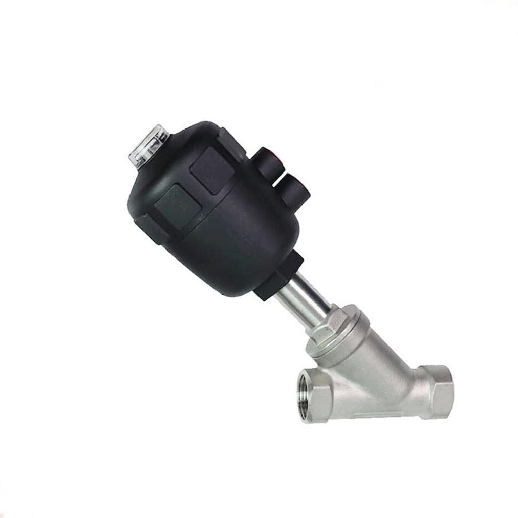 Válvula de Asiento neumática de Acero Inoxidable de Doble Efecto, 1,6 MPa, 1 Unidad, for el hogar, válvula de Asiento Angular, Sellado de PTFE, Normalmente Cerrada, 1/2", 3/4", 1"(1-1/4")
