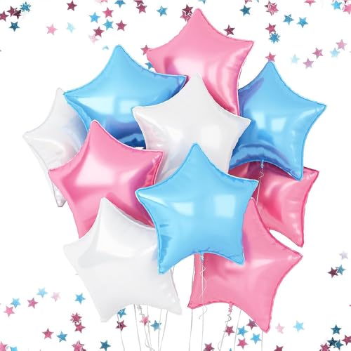Image of ZHENGYE 10 Pieces18 Inches Star-Shaped Balloon Mylar Star Balloon Baby Shower Wedding Birthday Party Decoration Supplies(Pink,Blue,White)