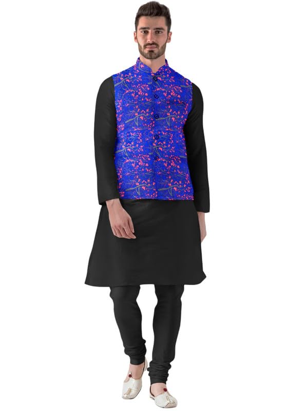 Men's Jacquard Printed Full Sleeve Waistcoat (Blue, 40)-PID53490-picture-12