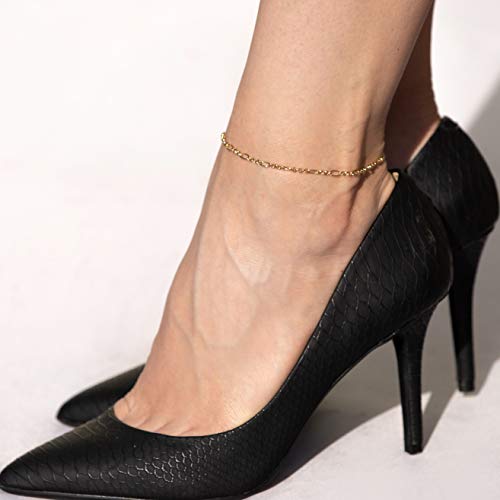 Lifetime Jewelry 2Mm Figaro Link Anklet For Women & Girls 24K Real Gold Plated (11) #TOP1