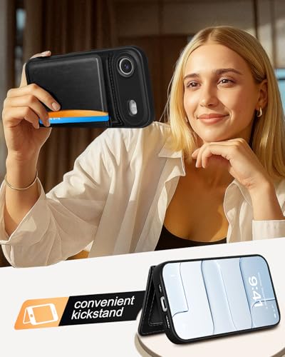 Uppuppy for iPhone 17 Air Wallet Case with Card Holder,Black - image 6