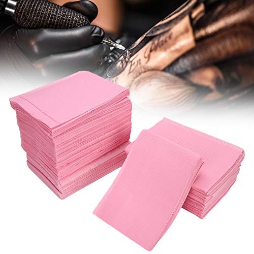 Tattoo Lätzchen, 125 Stück Einweg Dentallätzchen Wasserdichte Tattoo Abdeckung Piercing Tischmatte Nagelpapiertücher Acryl Maniküre Tücher Tischdecke Versorgungsblätte Tischdecke Clean Pad Dental Rosa