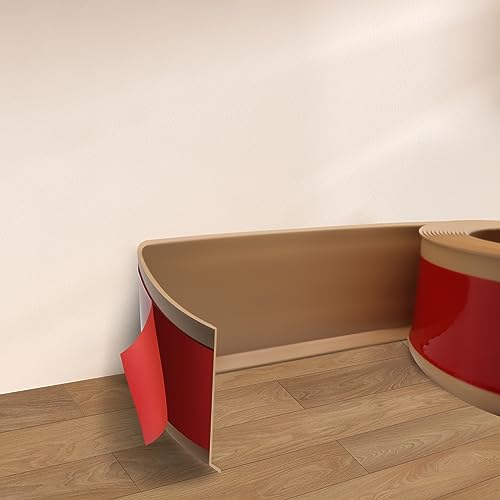 JAHOMFAI Zócalo autoadhesivo de PVC, 5 m, borde de zócalo flexible de 10 cm de ancho, moldura para...
