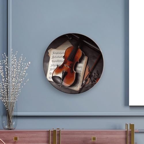 Plato decorativo de porcelana hueso con diseño violín 7 in miniatura 5