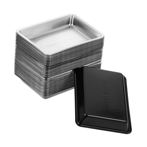 VALICLUD 200個使い捨て プラスチック皿 薄型 黒色 寿司醤油皿 パーティー用 高耐久で な食器 家 イベント 屋外食事に適応