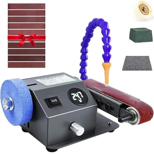 Levigatrice a Nastro a Umido, Mini affilacoltelli Elettrico da 350 W con velocità Regolabile, 10 Nastri abrasivi, smerigliatrice da banco per coltelli, affilatura a Umido e a Secco, lucidatrice Levigatrice a Nastro a Umido, Mini affilacoltelli Elettrico da 350 W con velocità Regolabile, 10 Nastri abrasivi, smerigliatrice da banco per coltelli, affilatura a Umido e a Secco, lucidatrice