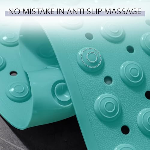Image of Charge -X Anti Slip Bath Mat with Foot Scrubber for Bathroom | 2-in-1 Silicone Shower Mat with Suction Cups & Drainage Holes | Deep Cleaning Foot Scrubber Massage Mat (70 x 35 cm) Green