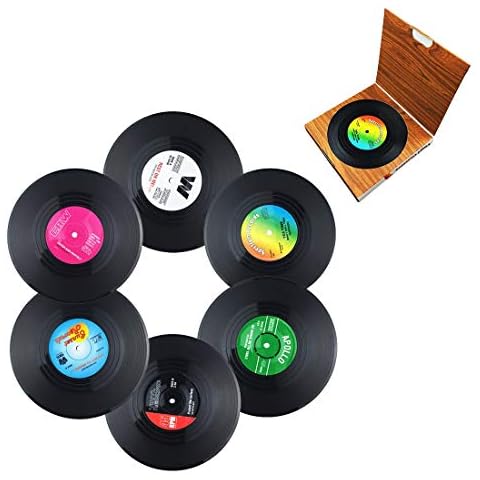 Miaoo 6PCS Retro CD Record Vinyl Coasters Drink Cup Mat Cover