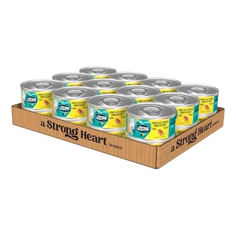 A Strong Heart Canned Wet Cat Food, Prime Filets Chicken Dinner in Gravy - 5.5 oz Cans (Pack of 24), Made in The USA with Real Chicken Cover