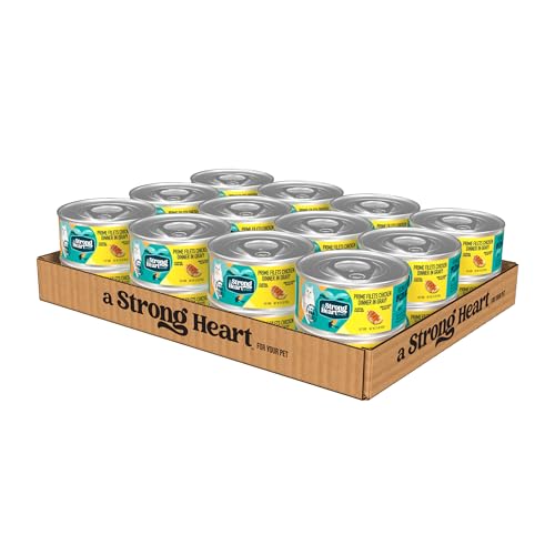 Image of A Strong Heart Canned Wet Cat Food, Prime Filets Chicken Dinner in Gravy - 5.5 oz Cans (Pack of 24), Made in The USA with Real Chicken