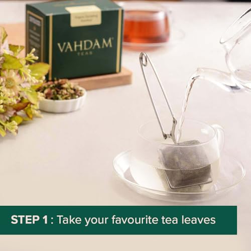 Image of VAHDAM, Square Tea Infusers for Loose Tea | 18 /8 Stainless Steel with Fine Mesh | Best Strainer for Kitchen | Use as Tea Maker or Tea Filter