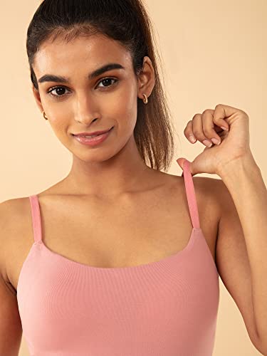 Image of NYKD Cotton Everyday Bramisole for Women - Camisole with in-Built Bra, Padded & Moulded Cups, Adjustable Straps - NYC003