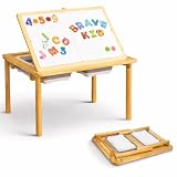 Mama Bear Educational Montessori Sensory Table & Art Easel for Kids & Toddlers | Folding Extendable Legs & Storage Bins, Magnetic Boards & Tiles, Light Box Included | Space-Saving Indoor/Outdoor Play