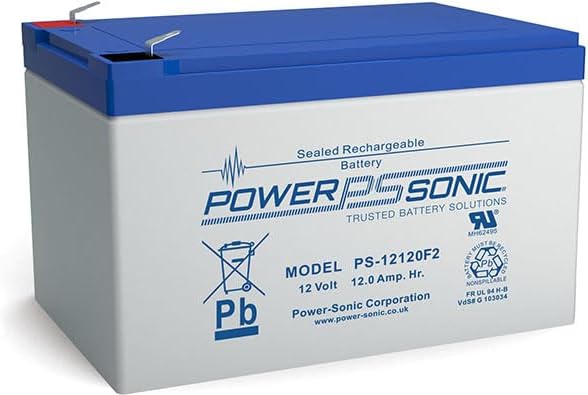 Miniatura 1 de Power Sonic PS-12120 Batería de plomo ácido sellada recargable 12V 12AH para uso general, médica, iluminación de emergencia, fuego y seguridad con