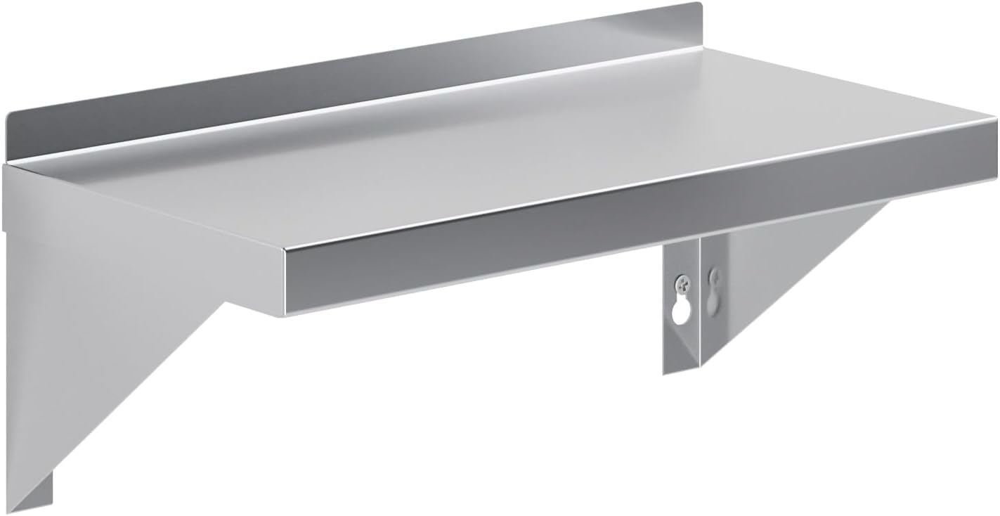 16" Stainless Steel Wall Shelf with Square Edge