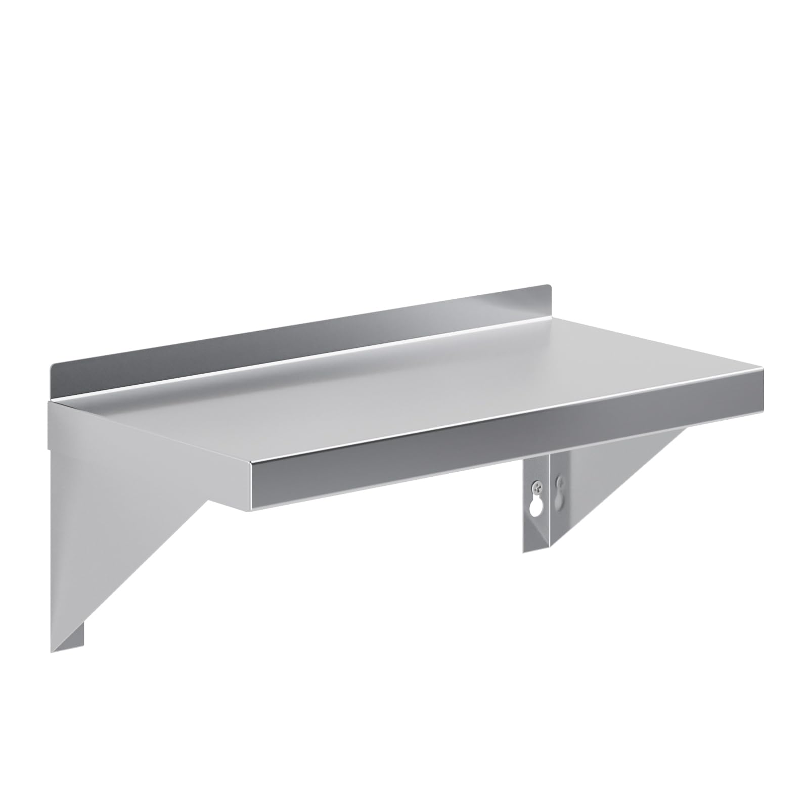 AmGood 08" Width x 16" Length | Stainless Steel Wall Shelf | Turned-Down Edge | Metal Shelving | Heavy Duty | Commercial Grade | Wall Mount | NSF Certified