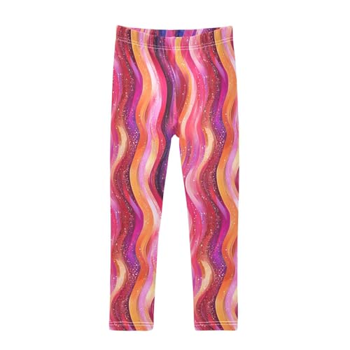 KLL Rose Gold Pink Glitter Toddler Girls' Cotton Pants Stretchy High Waisted Athleisure Pants Running