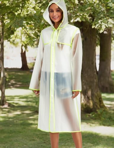 Image of Raincoats for Women Men Reusable Portable Waterproof EVA Long Rain Ponchos with Hoods