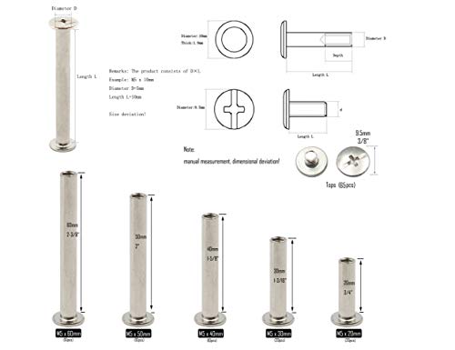 LBY 140 pçs Phillips Chicago parafusos de encadernação parafusos, M5 x 20/30/40/50/60 mm parafusos d