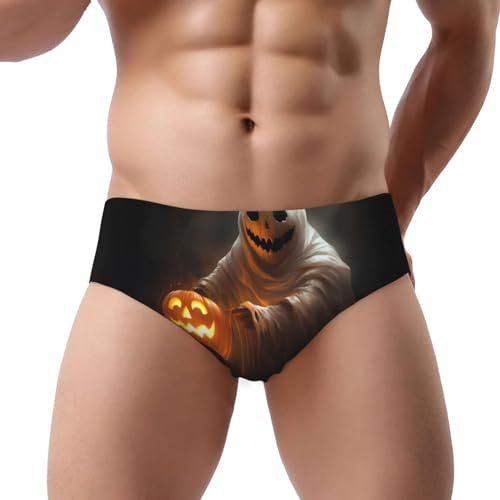 Ghost Holding A Jack O Lantern Print Men'S Triangle Briefs Soft Stretch Breathable Man Panties