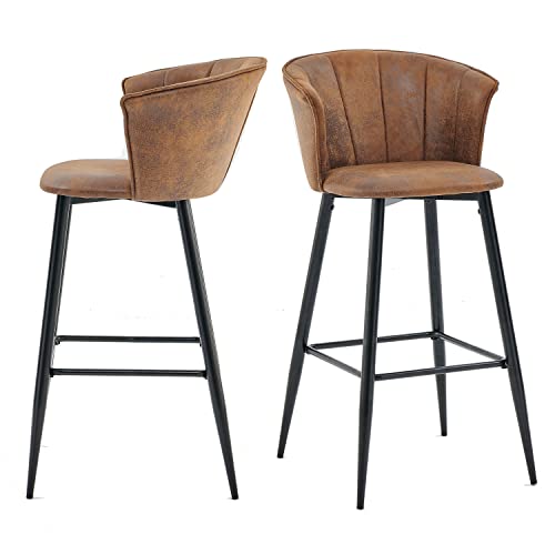 Meuble Cosy Lot de 2 Tabouret de Bar Rétro Vintage avec Accoudoirs Dossier et Repose-Pieds,...
