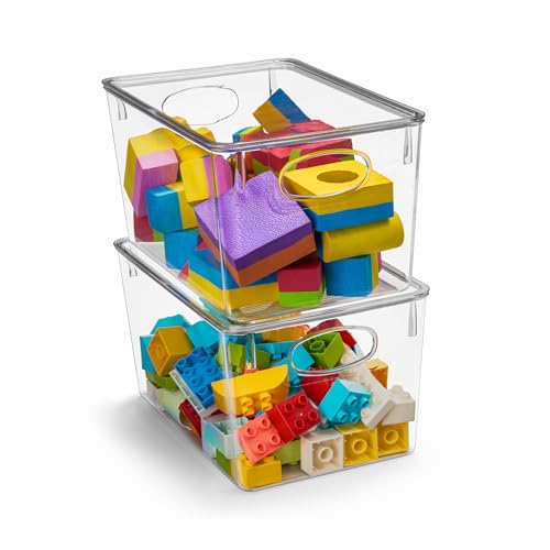 Image of Sorbus Clear Toy Storage Bins with Lids, Stackable (Large, 2 Pack)