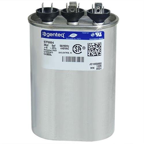 Genteq 97F9733-30 + 5 uf MFD 440 Volt VAC Genteq Replacement Oval Dual Run Capacitor