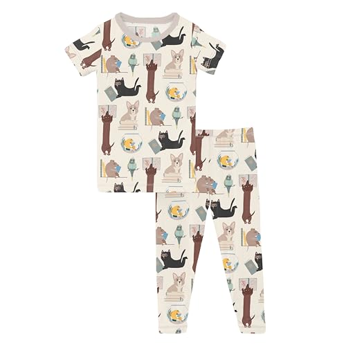 KicKee Print Short Sleeve Pajama Set, Ultra Soft and Snug Fitting PJs, Matching Top and Bottom...