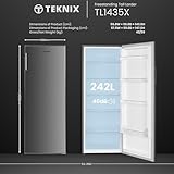 Teknix TL1435X 143cm Tall Freestanding Larder Fridge - 242 Litre Capacity - 5 Adjustable Shelves - Reversible Door - Inox, H143.0 x W55.0 x D56.0 (cm) (Stainless Steel, 143cm Tall) - Image 3