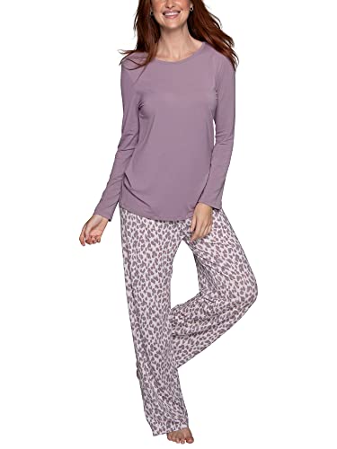 Vanity Fair Women's Beyond Comfort Modal Pajama Set (Short & Long Sleeve), Long Sleeve - Lilac Chalk/Spicy Leopard, XX-Large - image 1
