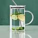 KPMPTVR Glass Water Cup with Handle - 32 oz, Clear Mug with Lid and Straw，Thick Transparent Mug for Coffee, Milk, Juice,Perfect for Office and Live at Home Use