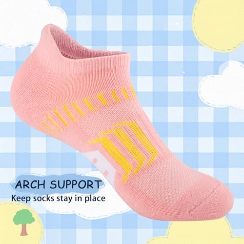 Comfoex 10 Pairs Girls Ankle Athletic Socks Cushioned Running Cotton Socks For 4-6 6-8 8-10 10-12 Years Old3