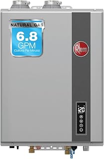 Rheem RRTGH68DVLN3701169 Rheem RTGH Series 6.8 GPM 120,000 BTU 120 Volt Residential Indoor Natural Gas Tankless Water Heater Stainless Steel