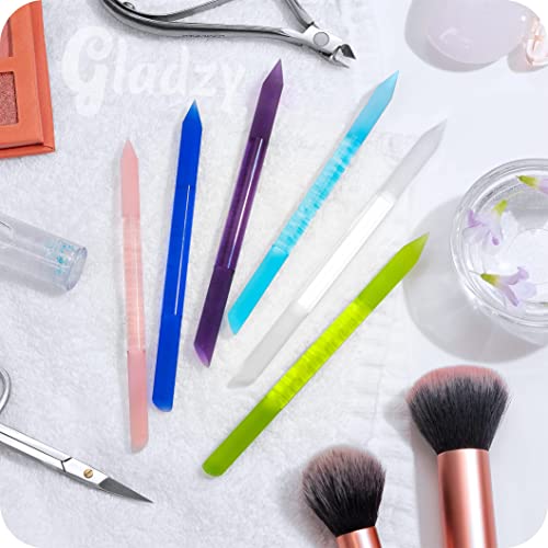 Glass Cuticle Pusher By Gladzy - Manicure Stick, Genuine Czech Quality, Professional Precision Filing Cuticle Remover, Abrasive Surface Never Wears Out #TOP7