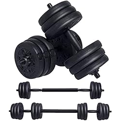 Barra De Halterofilia 20 Kg Wemk Juego de Mancuernas, Mancuernas Ajustables 2 en 1 con Pesas Barra y Discos, Mancuernas 20 kg para Culturismo, Aptitud, Halterofilia, Ejercicios de Gimnasio Doméstico