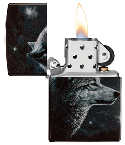 Encendedor Zippo Windproof Wolves Tumbled Chrome miniatura 3